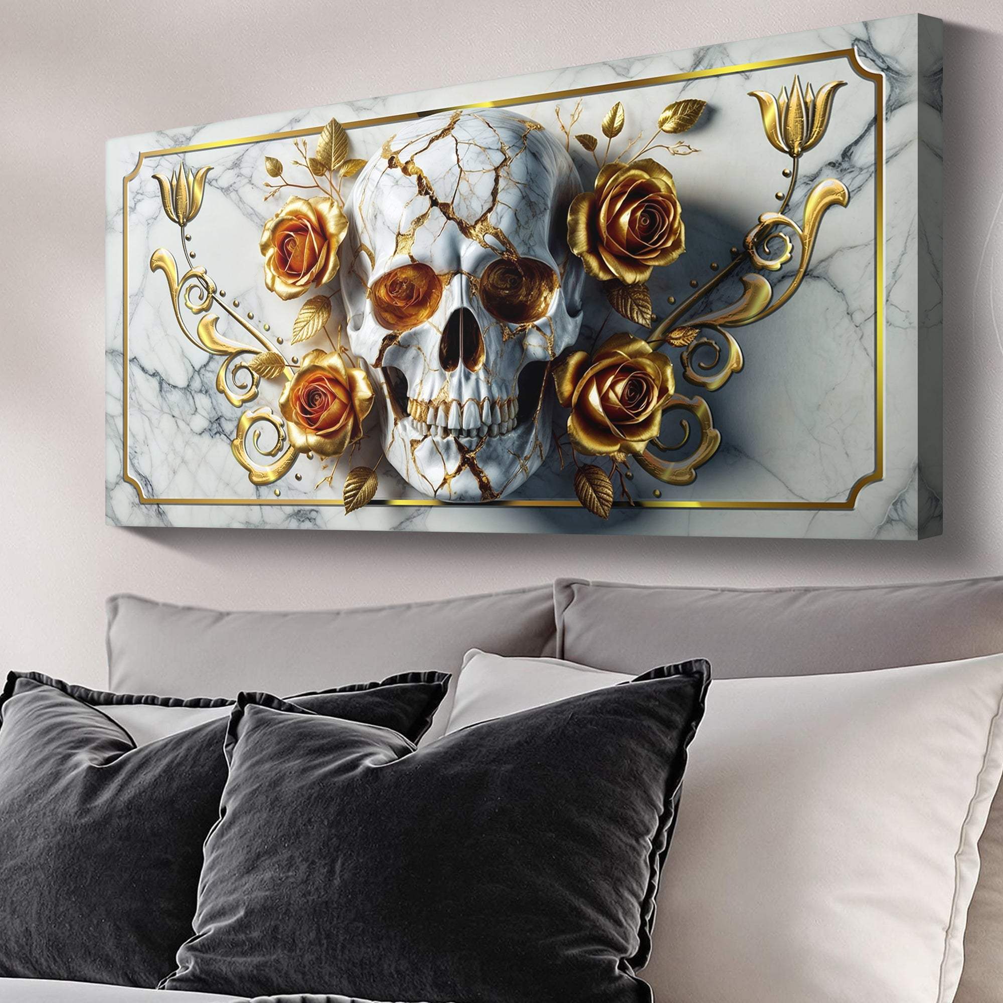 3D Rose and Skull Wall Art II - Tailored Canvases - Flyclothing LLC