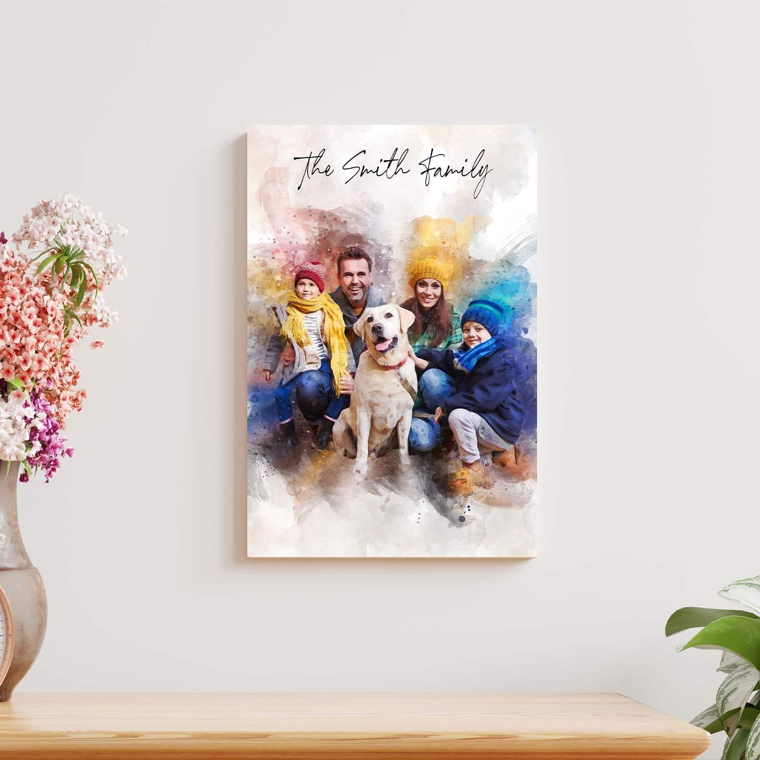 Custom Family Watercolor Portrait II - Tailored Canvases - Flyclothing LLC