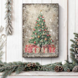 Vintage Christmas Tree With Gifts Wall Art III - Tailored Canvases - Flyclothing LLC