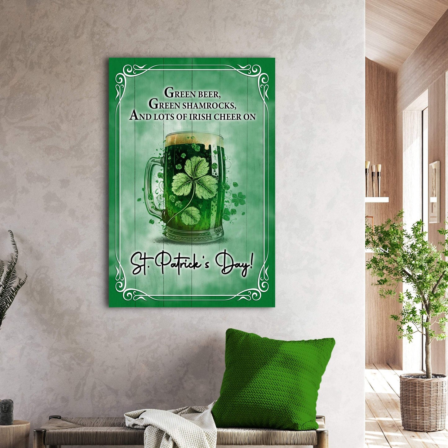 Green Beer, Green Shamrocks St. Patrick's Day Sign - Tailored Canvases - Flyclothing LLC