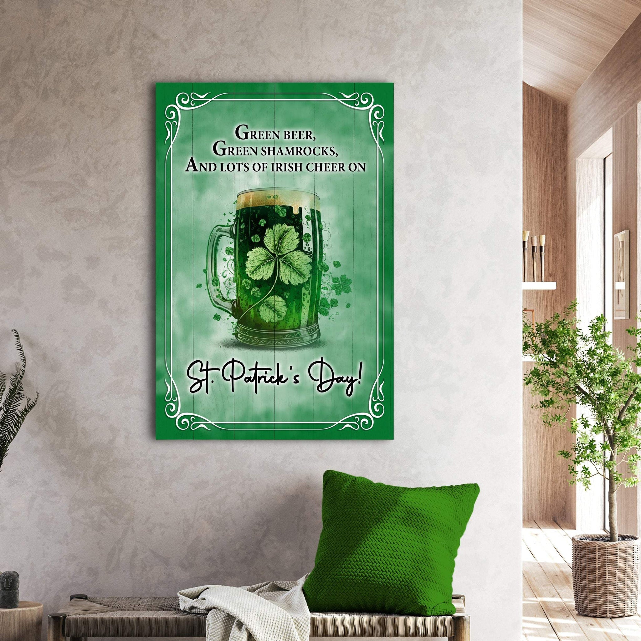 Green Beer, Green Shamrocks St. Patrick's Day Sign - Tailored Canvases - Flyclothing LLC