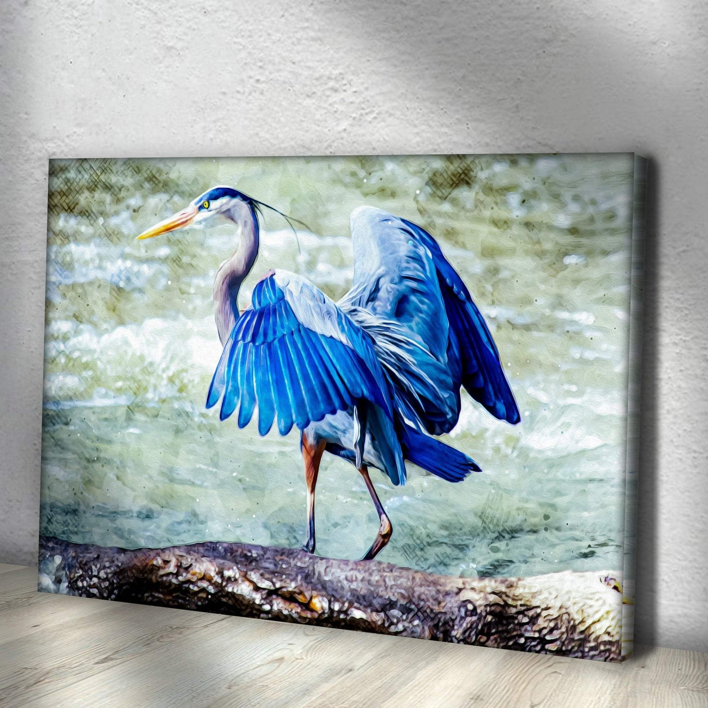 Beach Blue Heron Canvas Wall Art II - Tailored Canvases - Flyclothing LLC