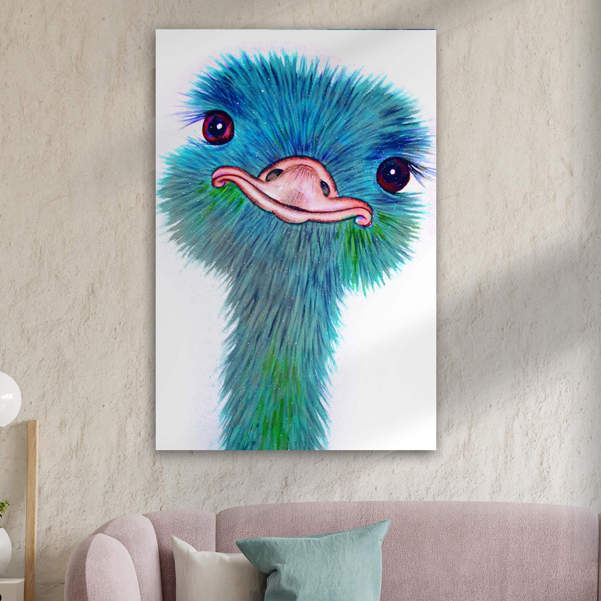 Watercolor Ostrich Canvas Wall Art - Tailored Canvases - Flyclothing LLC