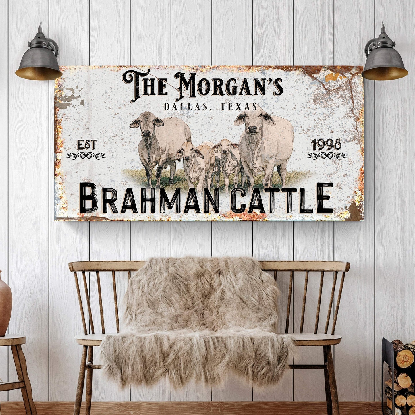 Personalized Brahman Cattle Sign II - Tailored Canvases - Flyclothing LLC