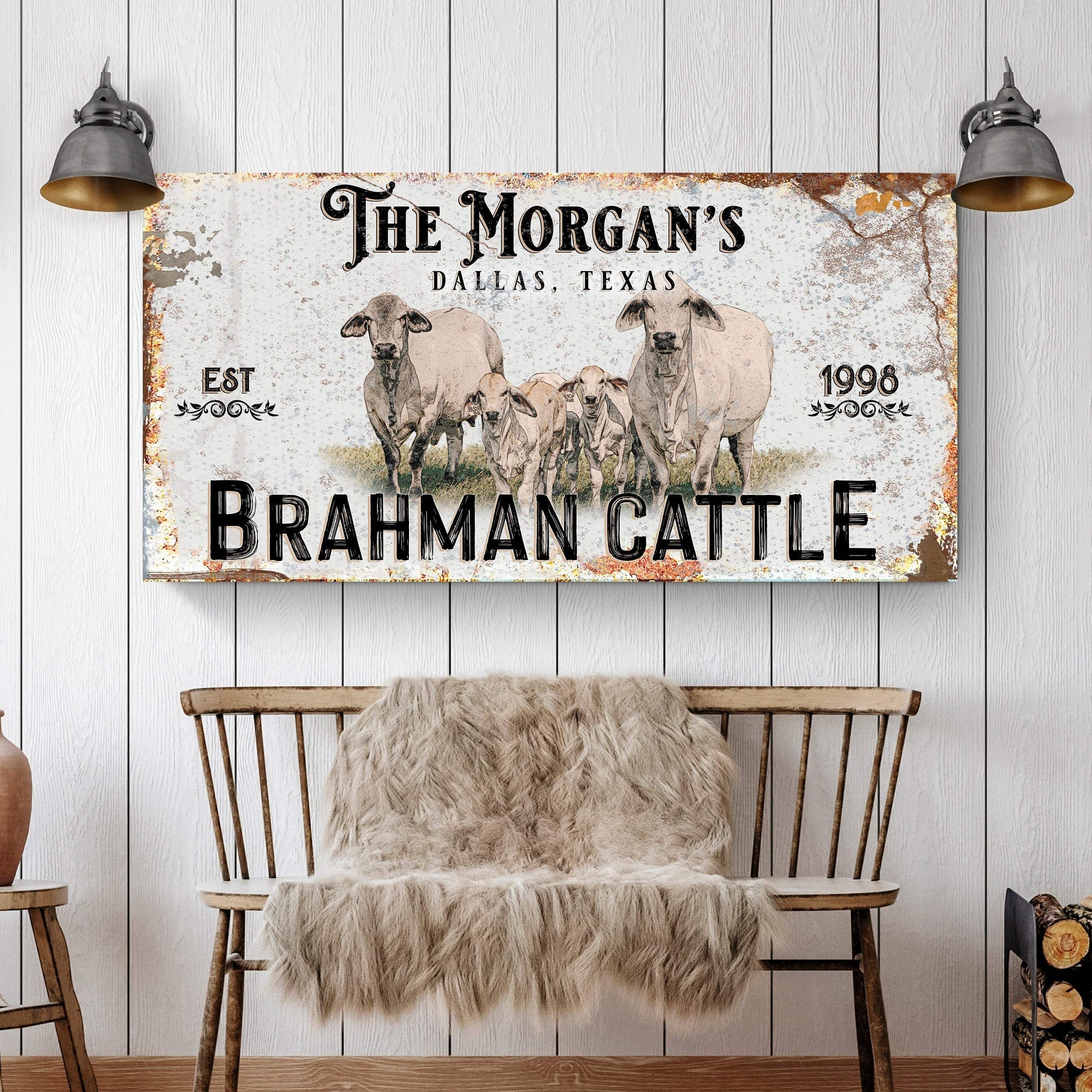 Personalized Brahman Cattle Sign II - Tailored Canvases - Flyclothing LLC