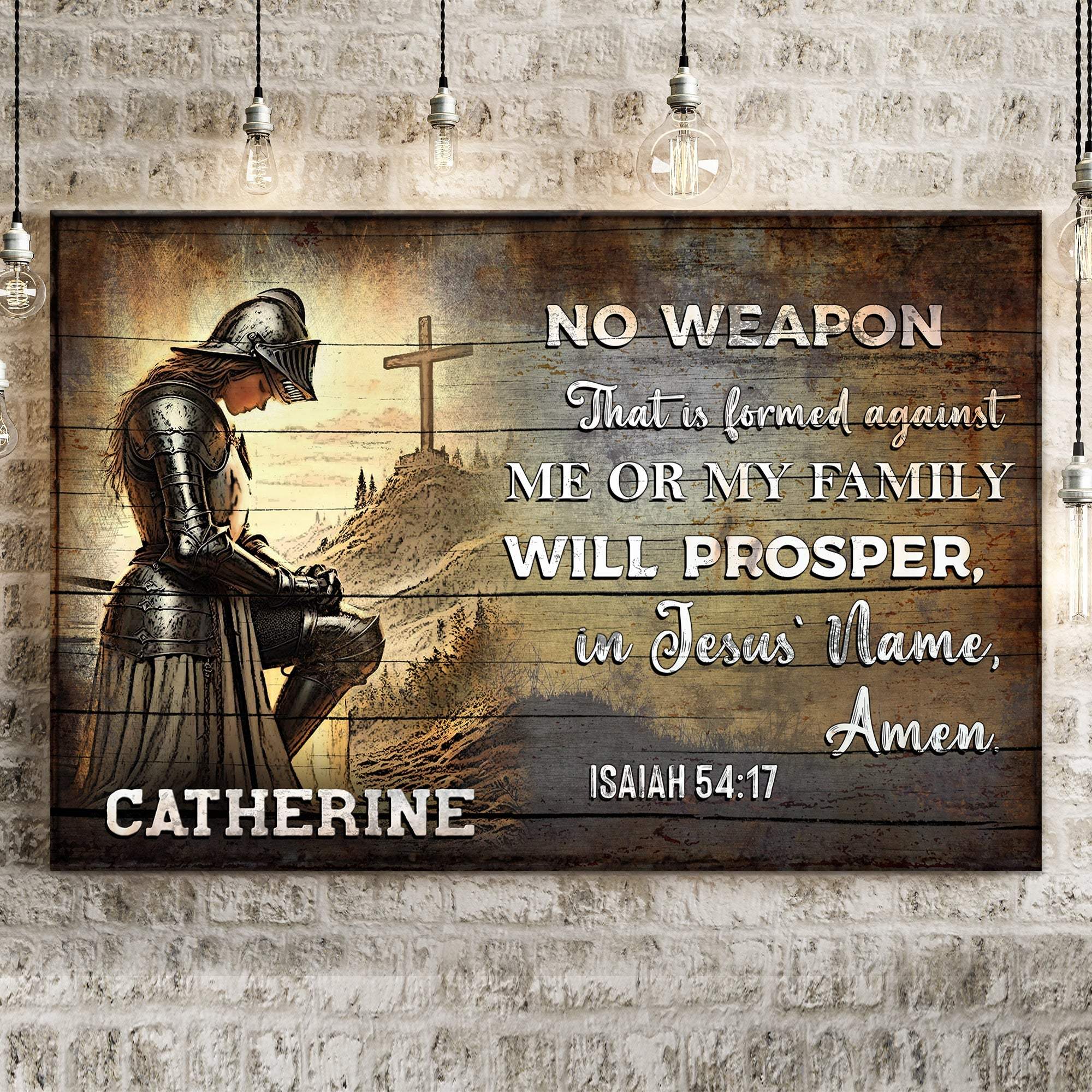 No Weapon That Is Formed Against You Will Prosper Isaiah 54:17 Faith Sign III - Tailored Canvases - Flyclothing LLC