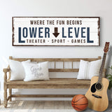 Lower Level Sign: Custom Bar Signs for Home Bar – Ideal for Personalized Basement Bar Sign - Tailored Canvases - Flyclothing LLC