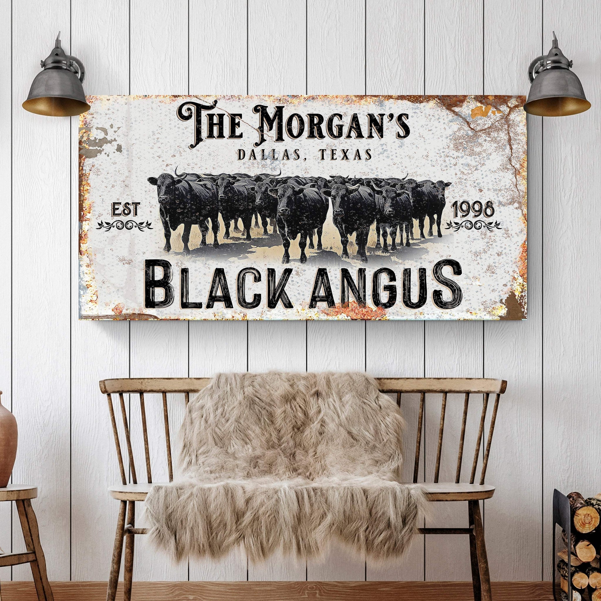 Personalized Black Angus Cattle Sign II - Tailored Canvases - Flyclothing LLC