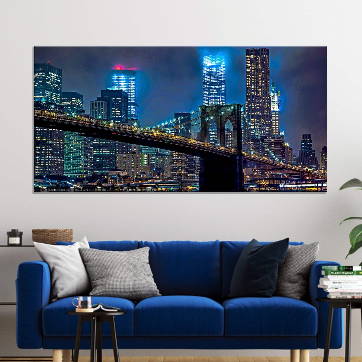 Brooklyn Bridge Night View Canvas Wall Art - Tailored Canvases - Flyclothing LLC