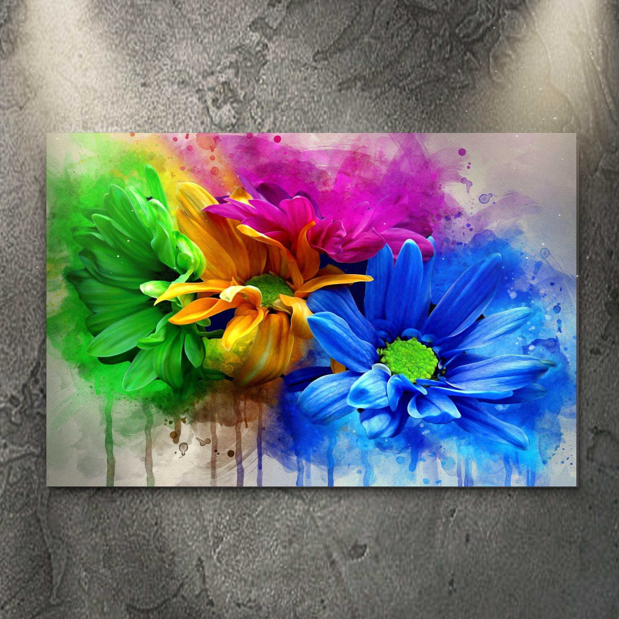 Watercolor Daisies Canvas Wall Art - Tailored Canvases - Flyclothing LLC