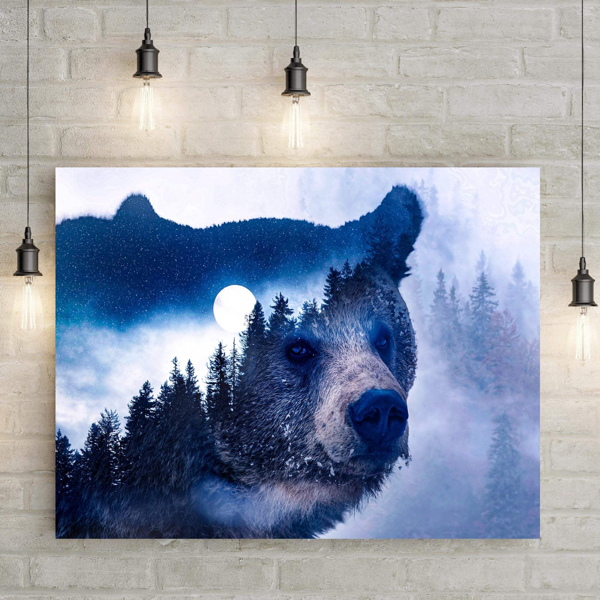 Animals Forest Bear Illustration Canvas Wall Art II - Tailored Canvases - Flyclothing LLC