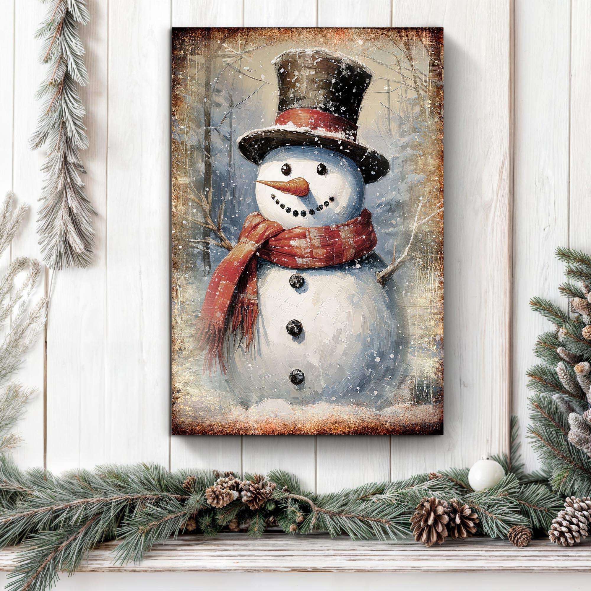 Vintage Snowman Christmas Wall Art - Tailored Canvases - Flyclothing LLC
