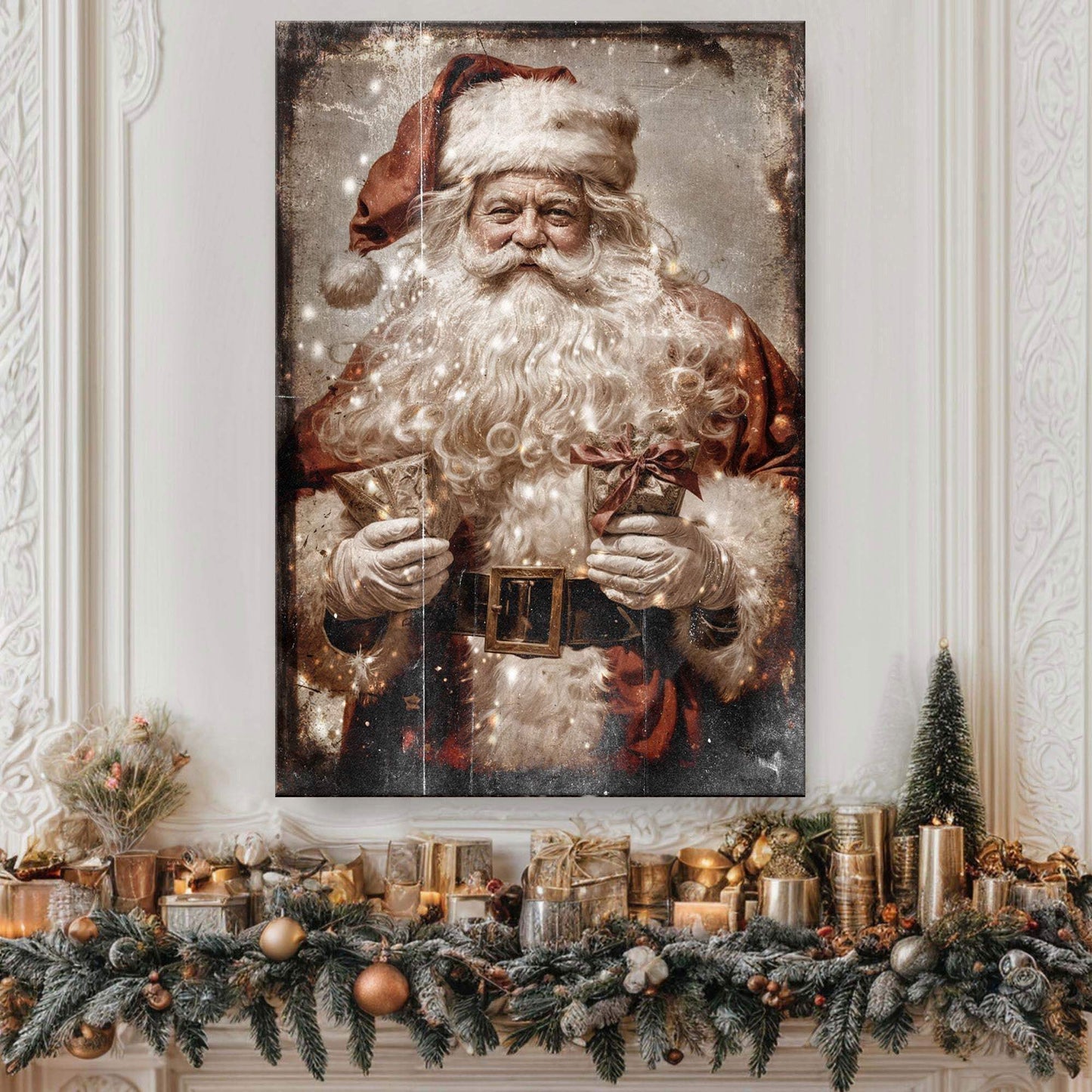 Vintage Christmas Santa Claus Wall Art IV - Tailored Canvases - Flyclothing LLC