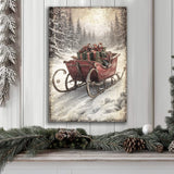Vintage Christmas Sleigh Sled Wall Art IV - Tailored Canvases - Flyclothing LLC