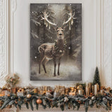 Vintage Winter Deer Christmas Wall Art - Tailored Canvases - Flyclothing LLC