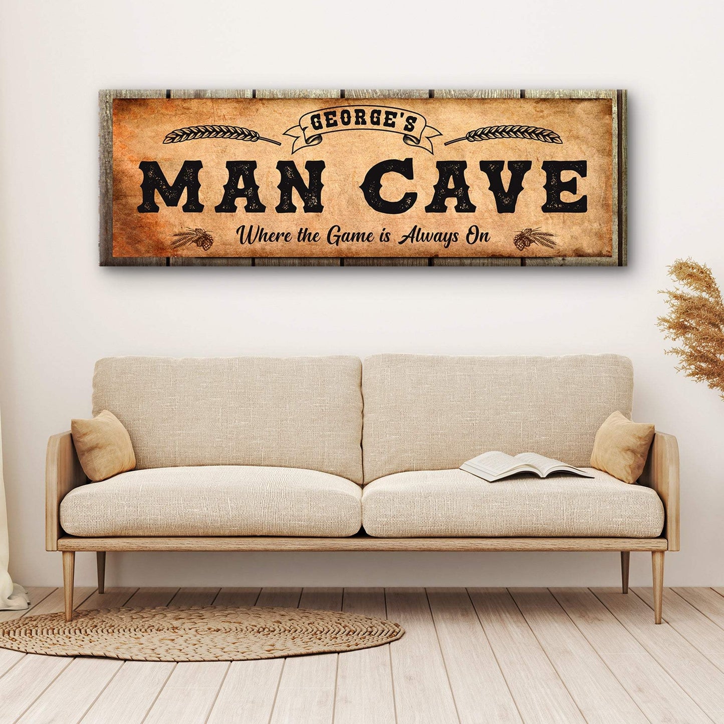 Personalized Man Cave Sign: Rustic Man Cave Sign for Custom Bar Signs or Home Bar - Tailored Canvases - Flyclothing LLC