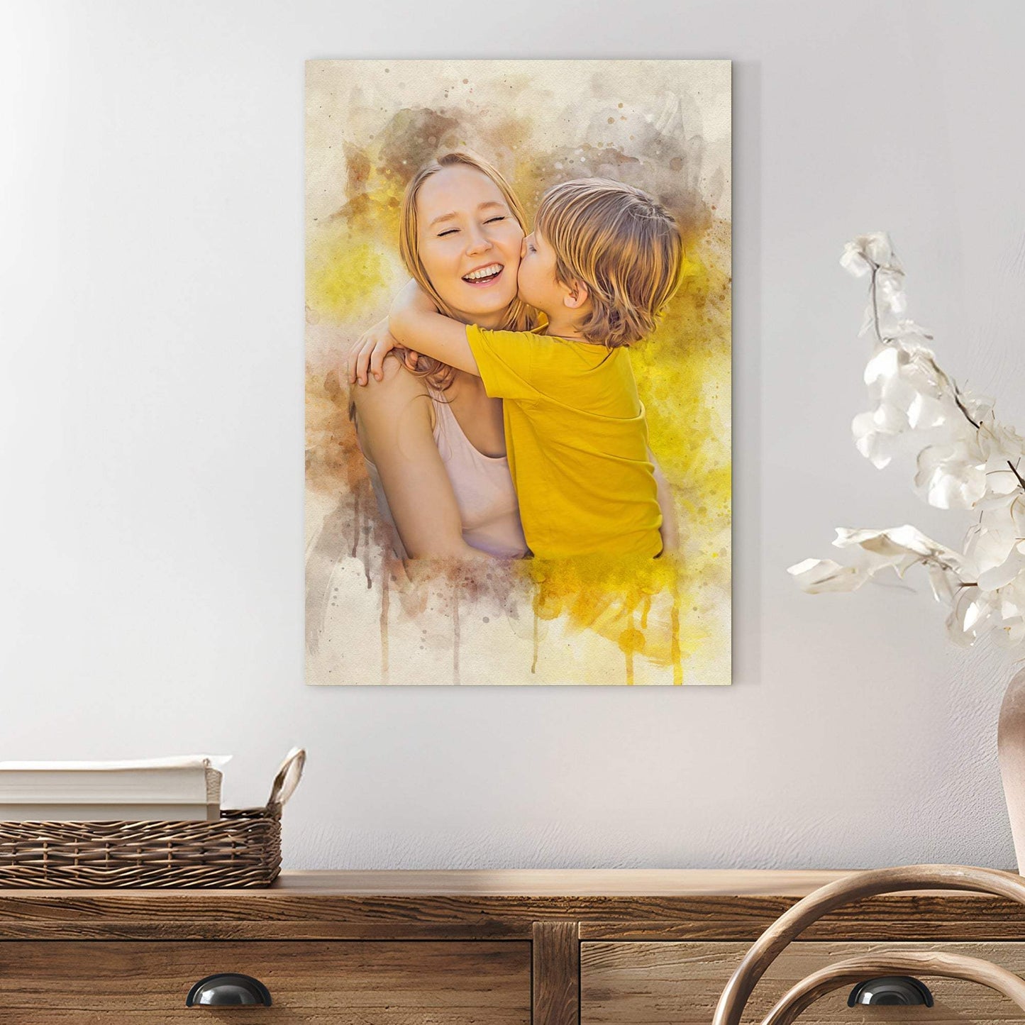 Mother's Day Watercolor Sign Mother and Child - Tailored Canvases - Flyclothing LLC