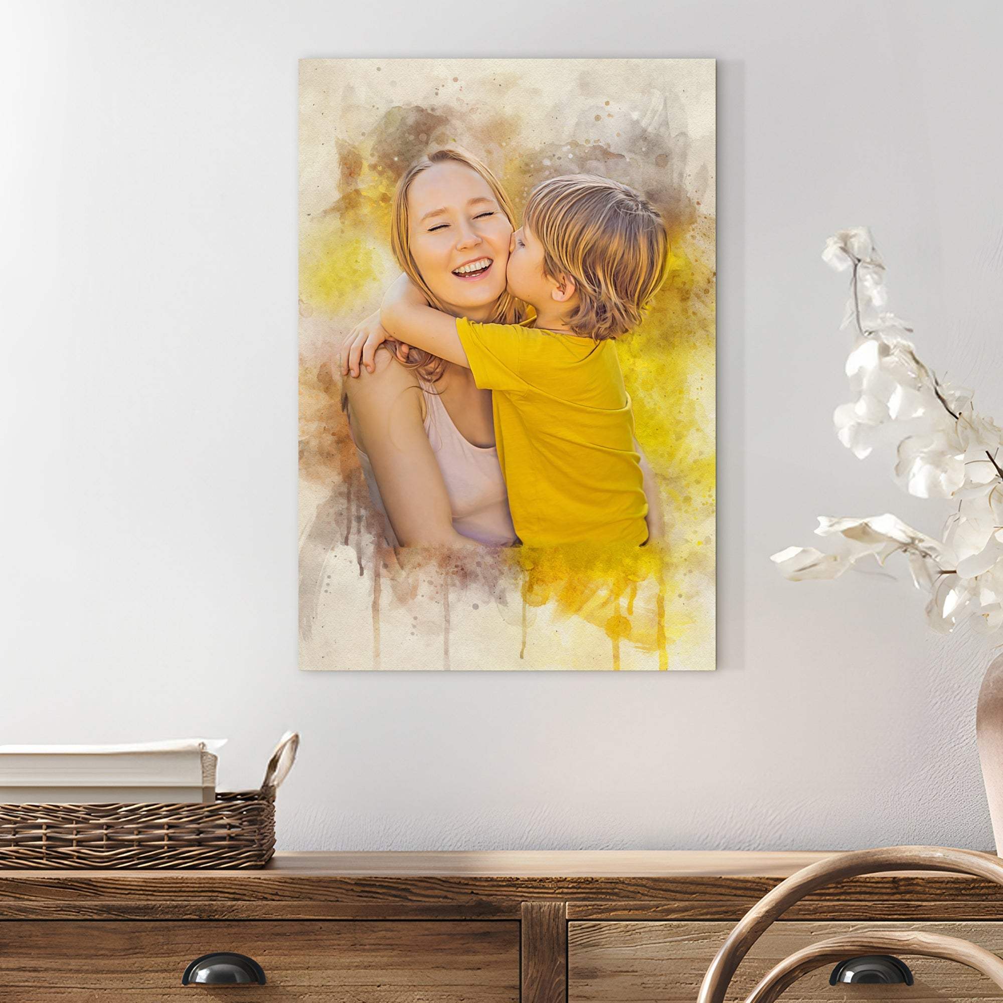Mother's Day Watercolor Sign Mother and Child - Tailored Canvases - Flyclothing LLC