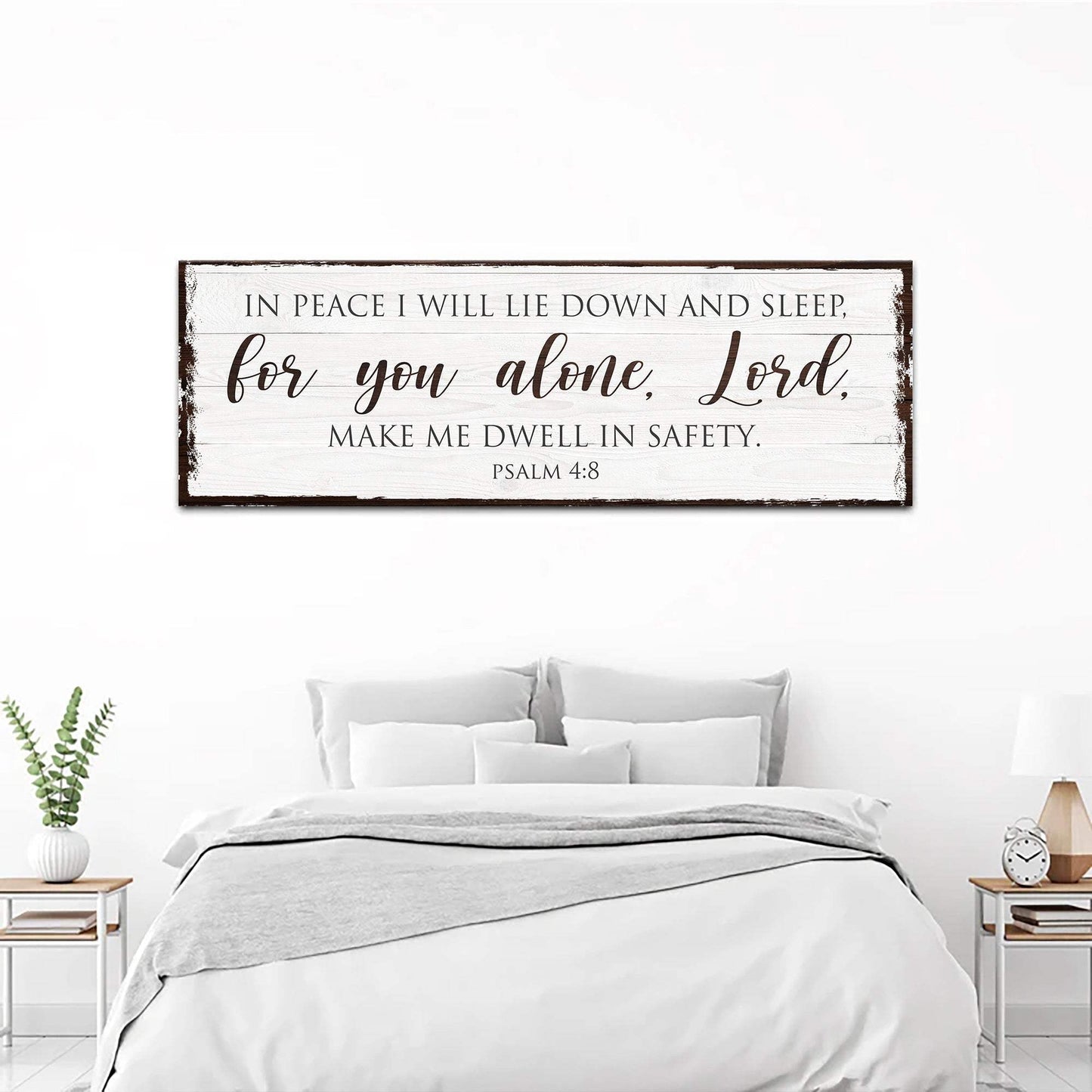 In Peace I Will Lie Down And Sleep For You Alone Lord Psalm 4:8 Faith Sign II - Tailored Canvases - Flyclothing LLC