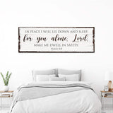 In Peace I Will Lie Down And Sleep For You Alone Lord Psalm 4:8 Faith Sign II - Tailored Canvases - Flyclothing LLC