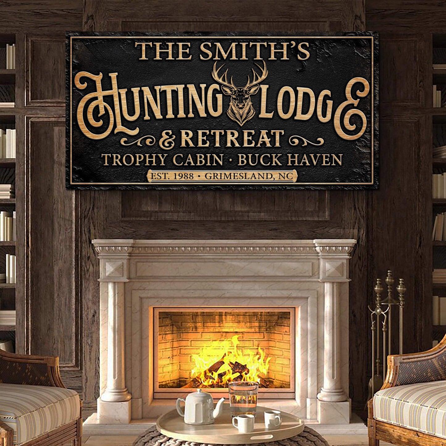 Family Hunting Lodge Retreat Sign - Tailored Canvases - Flyclothing LLC