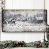 Vintage Christmas Village Luke 2:14 Scripture Sign - Tailored Canvases - Flyclothing LLC