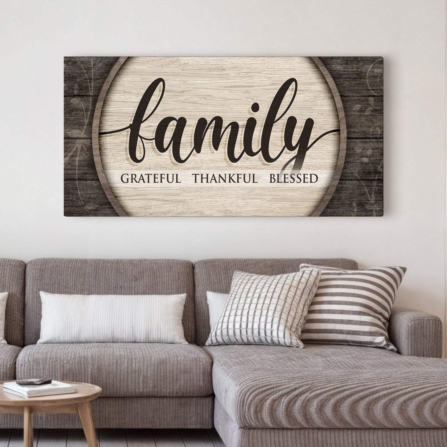 Grateful Thankful Blessed Family Sign - Tailored Canvases - Flyclothing LLC