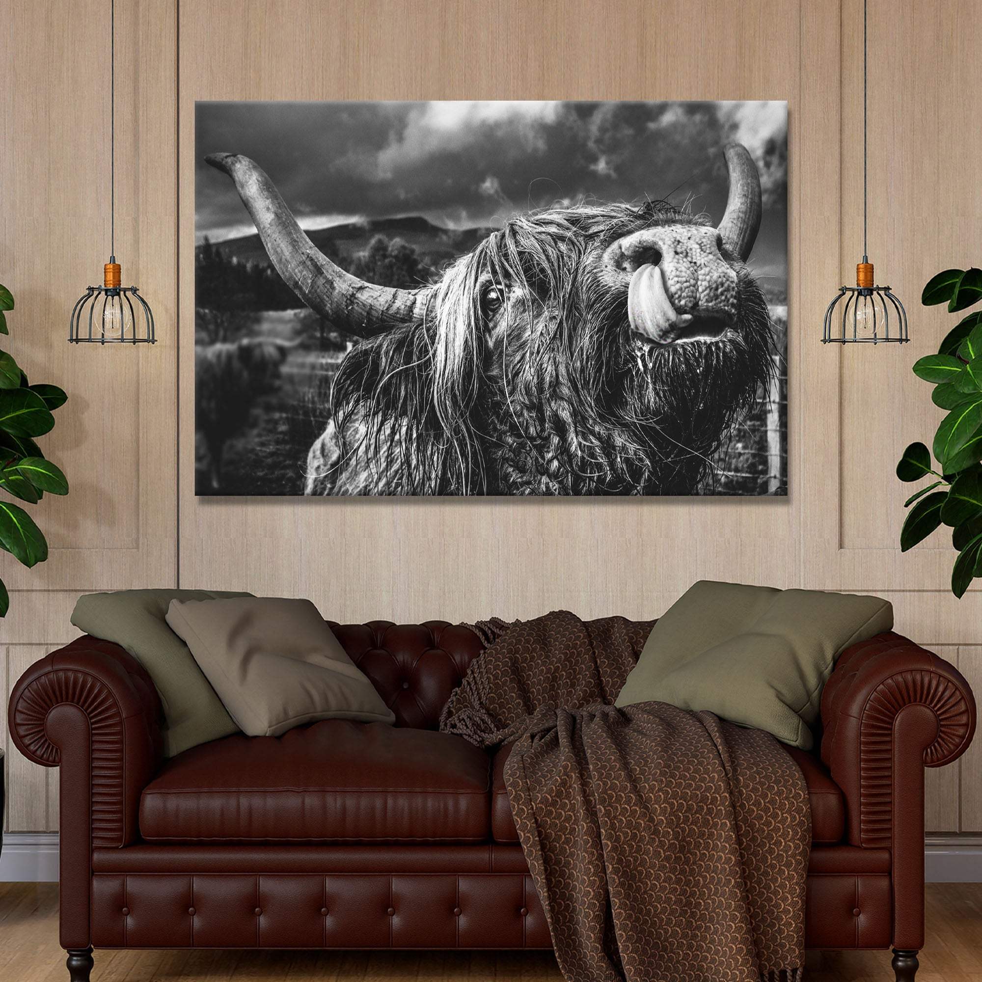 West Highland Cow Monochrome Canvas Wall Art - Tailored Canvases - Flyclothing LLC
