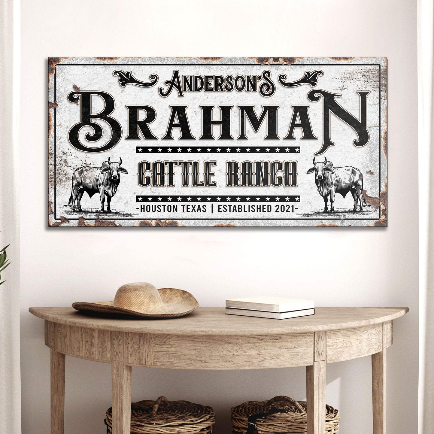 Personalized Brahman Cattle Sign - Tailored Canvases - Flyclothing LLC