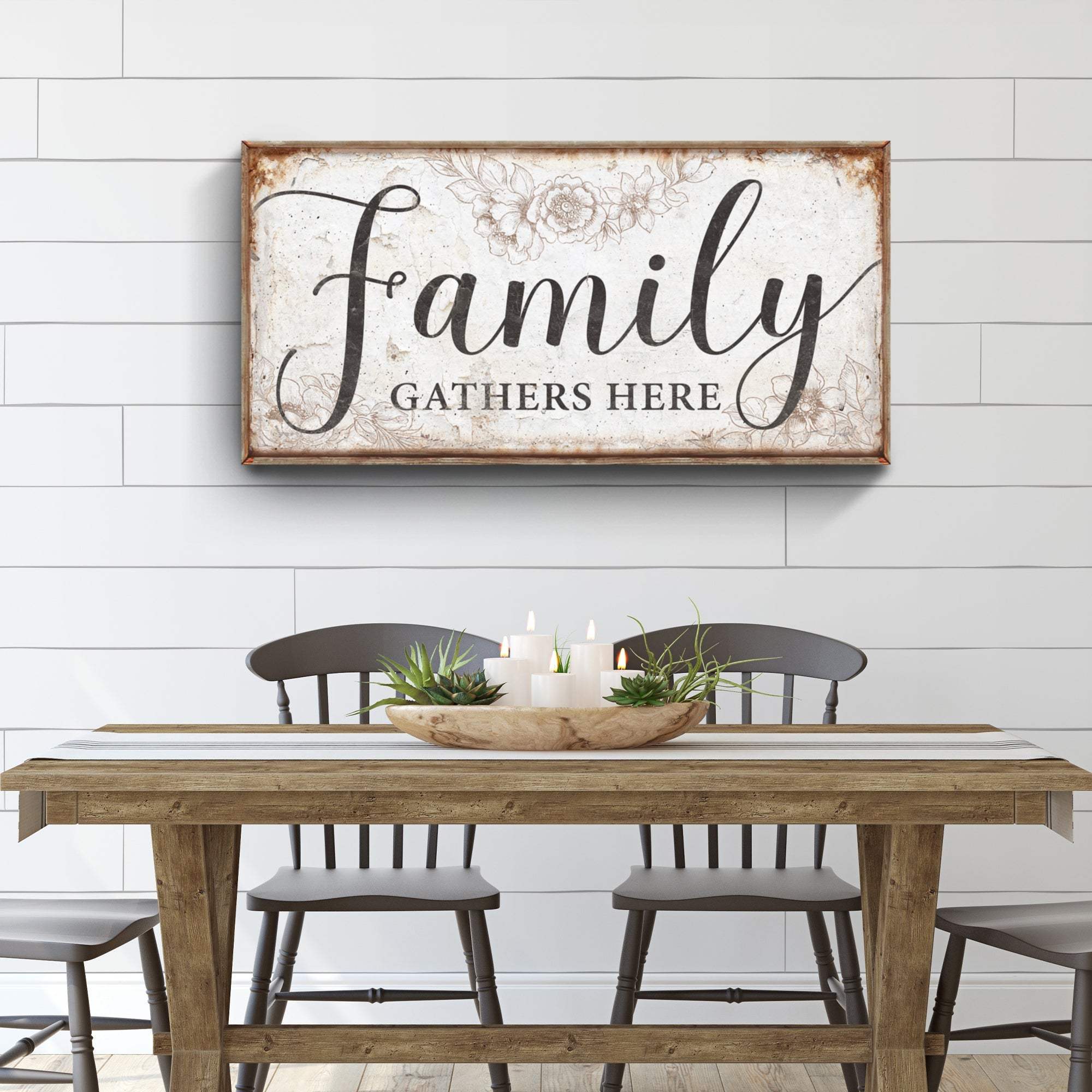 Family Gathers Here Sign - Tailored Canvases - Flyclothing LLC
