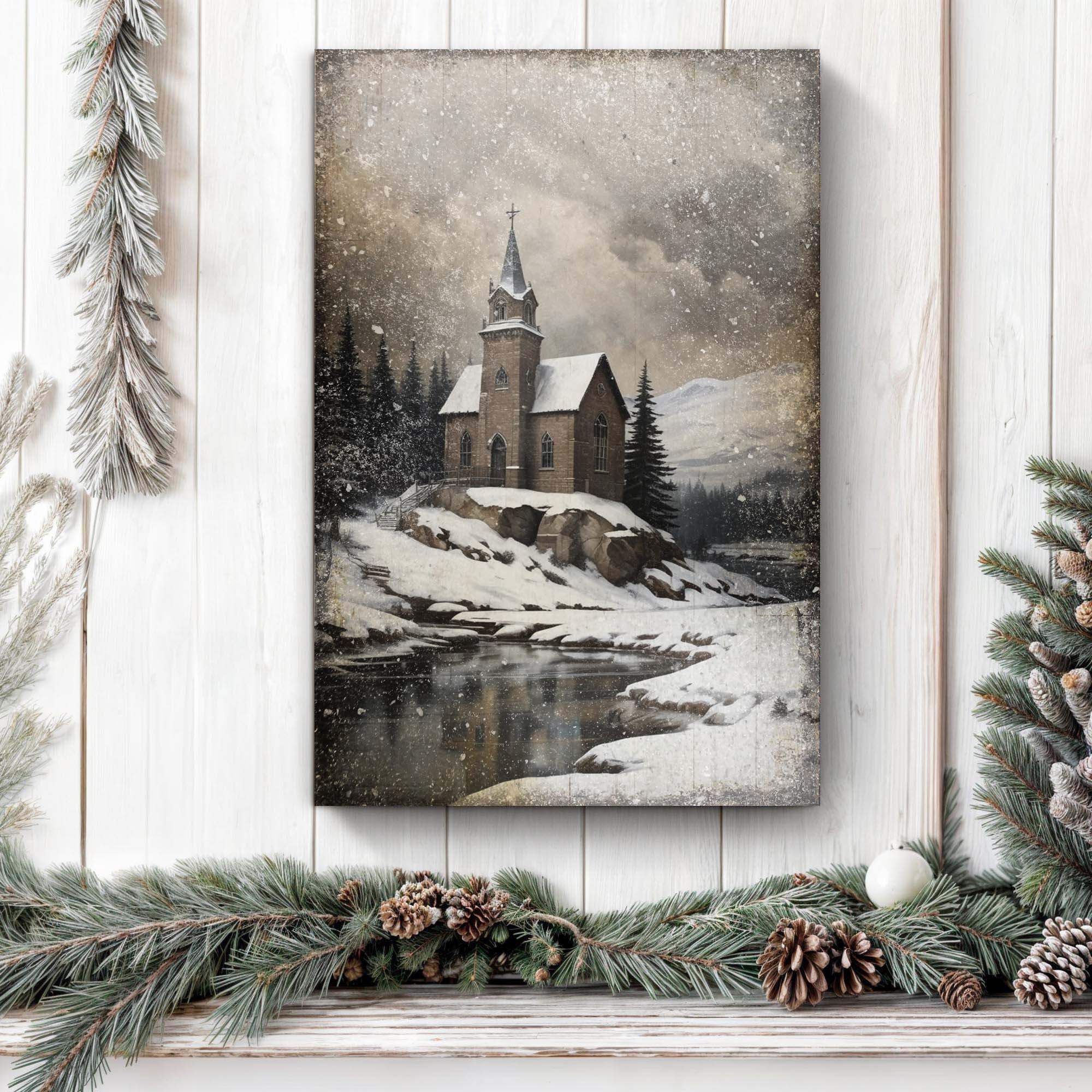 Vintage Church Christmas Wall Art II - Tailored Canvases - Flyclothing LLC