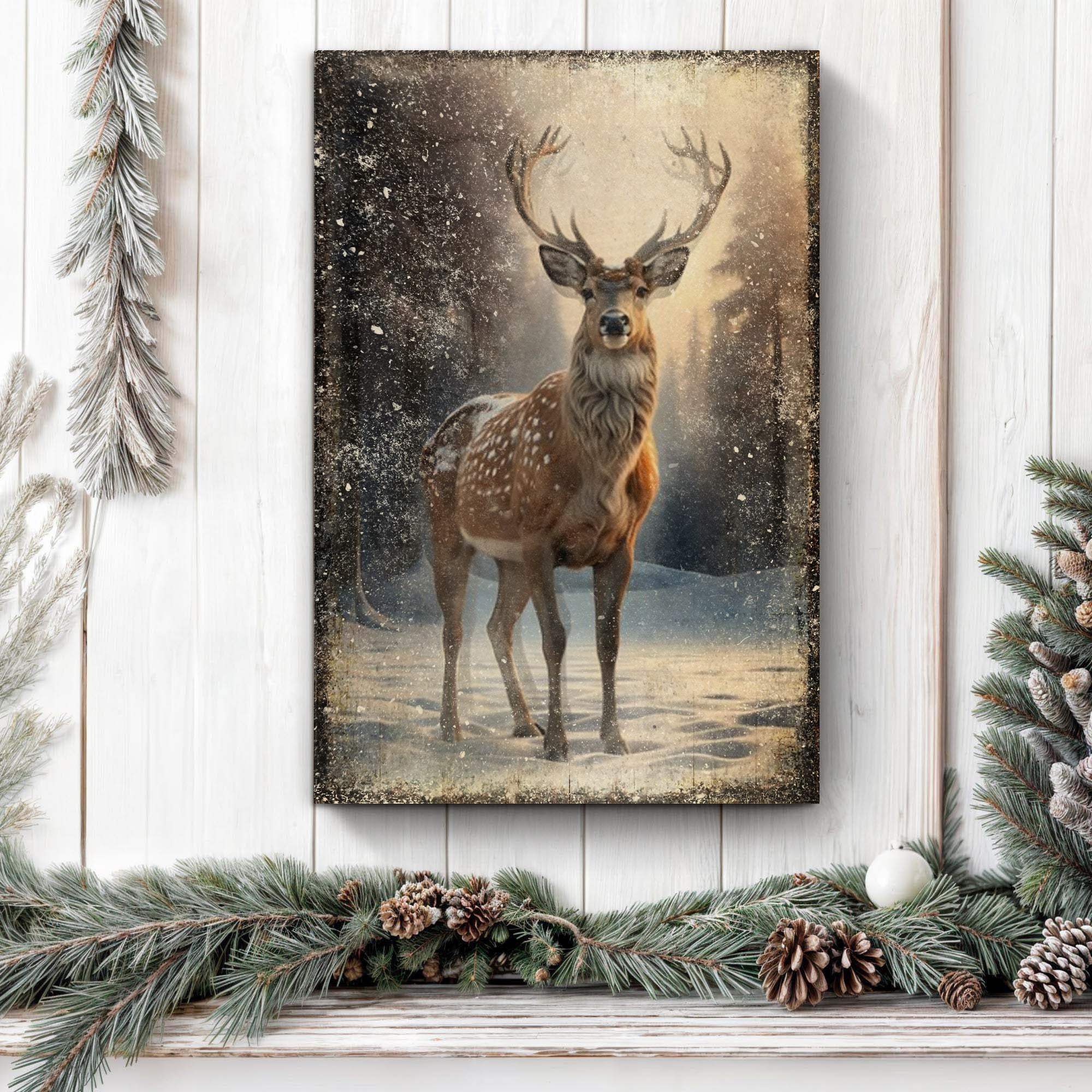 Vintage Winter Deer Christmas Wall Art IV - Tailored Canvases - Flyclothing LLC