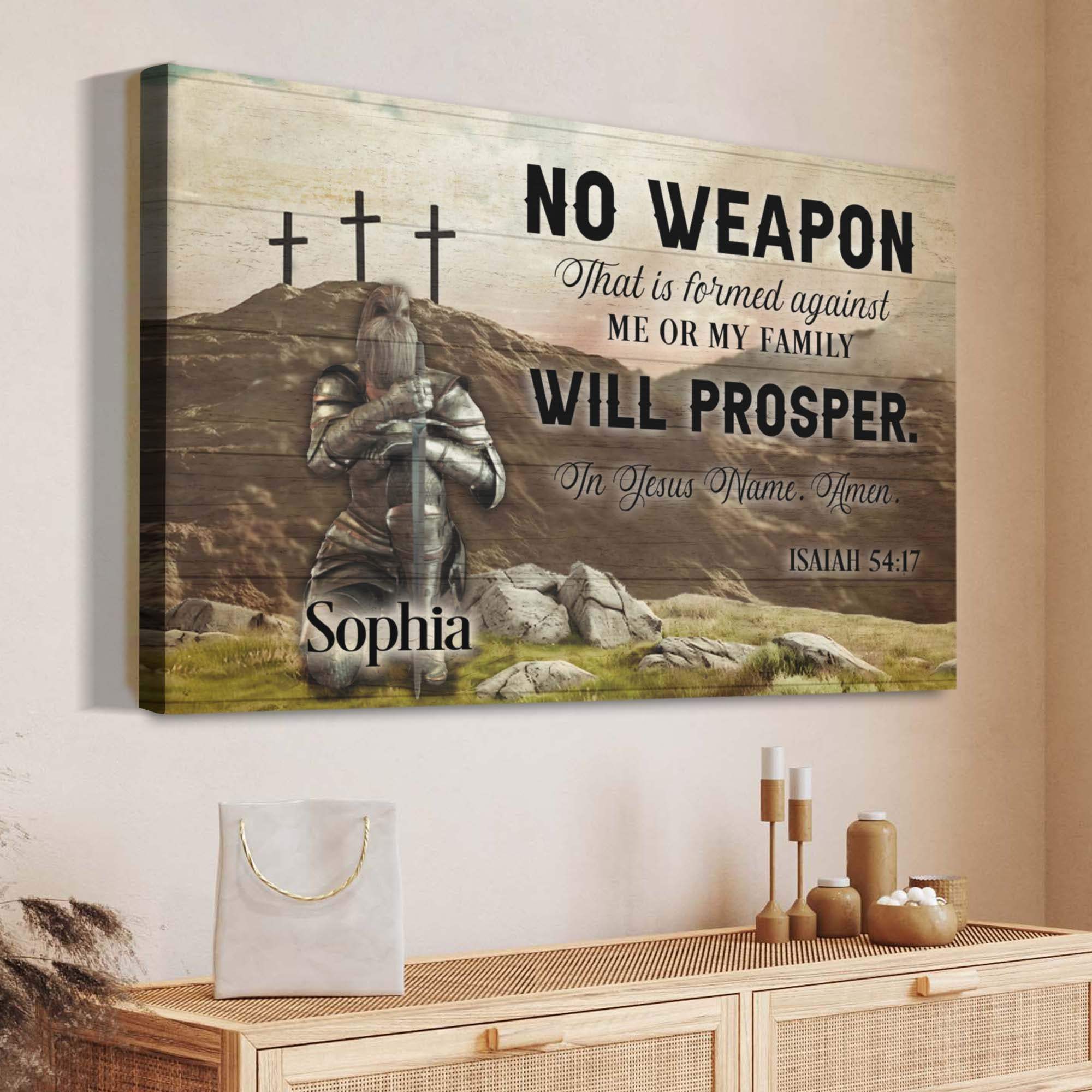 No Weapon That Is Formed Against You Will Prosper Isaiah 54:17 Faith Sign II - Tailored Canvases - Flyclothing LLC