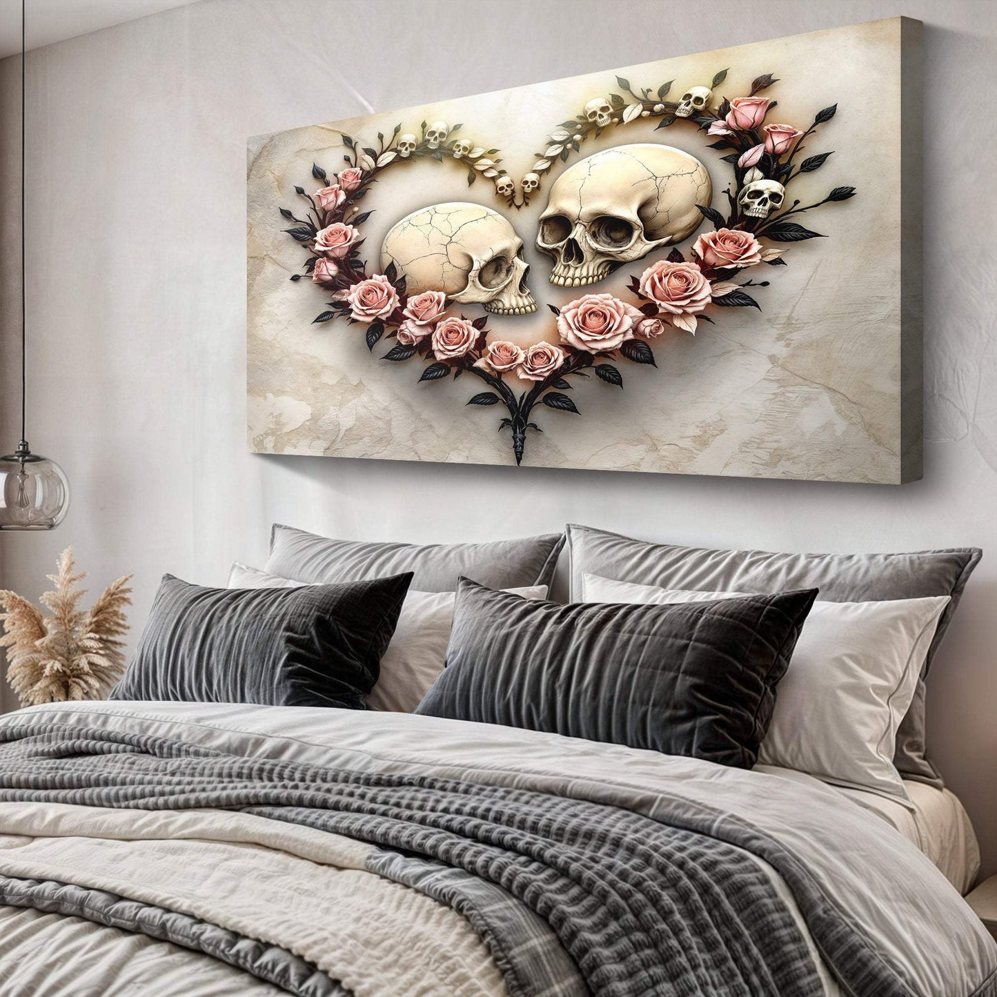 Skull and Flowers Wall Art VI - Tailored Canvases - Flyclothing LLC