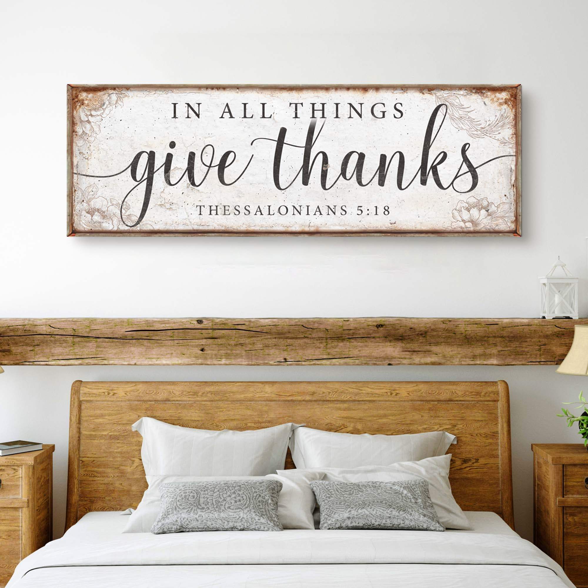 In All Things Give Thanks Thessalonians 5:18 Faith Sign - Tailored Canvases - Flyclothing LLC