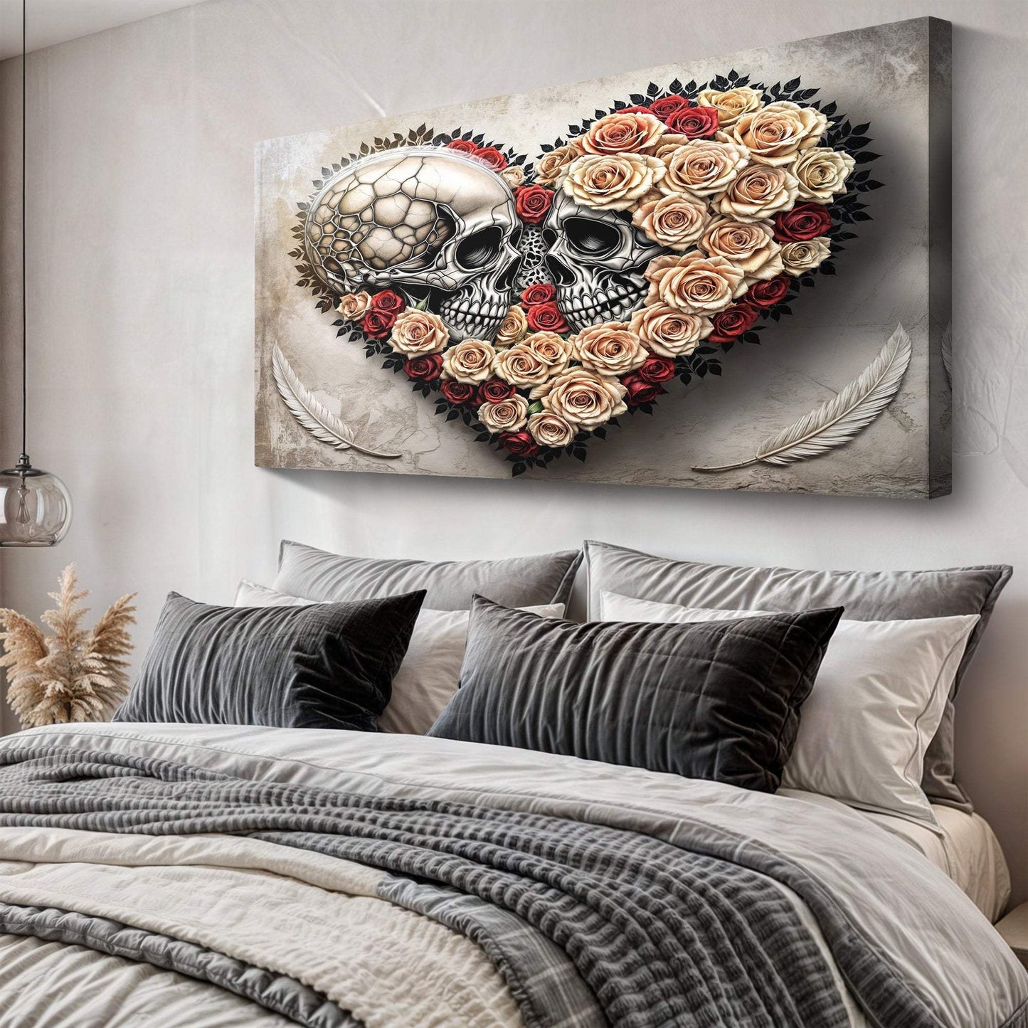 Skull and Flowers Wall Art VII - Tailored Canvases - Flyclothing LLC