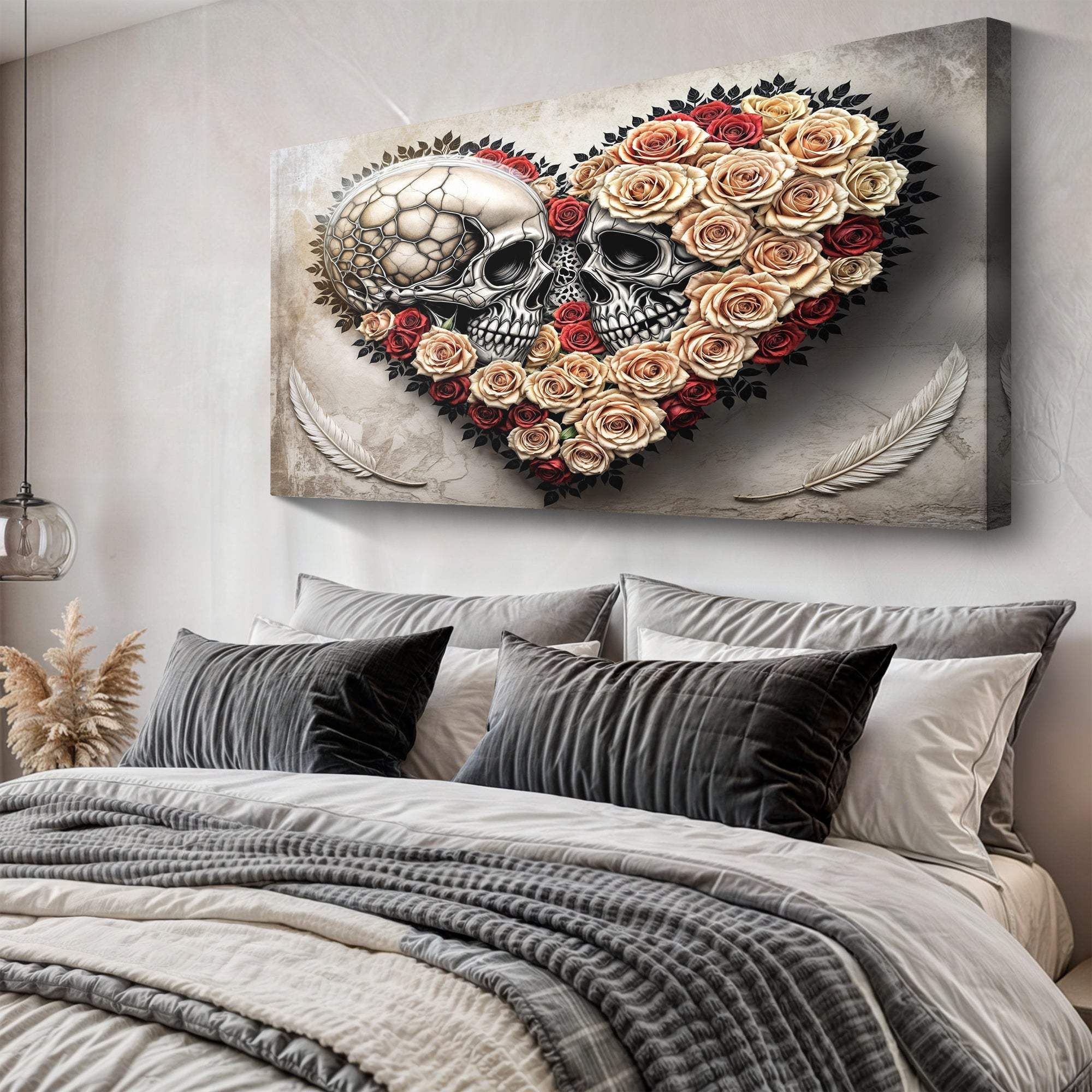 Skull and Flowers Wall Art VII - Tailored Canvases - Flyclothing LLC