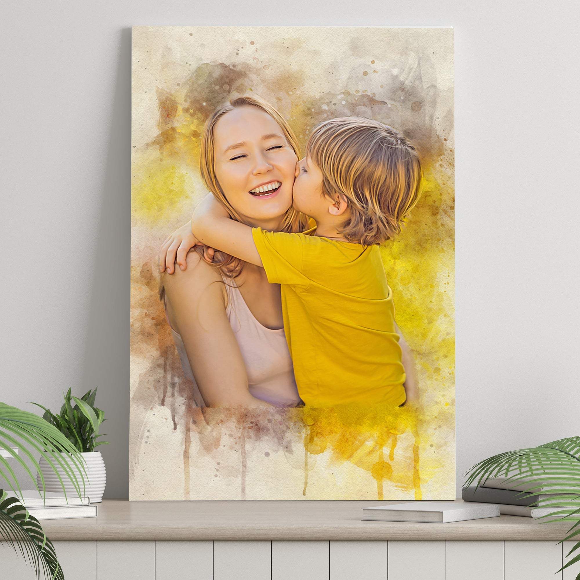 Mother's Day Watercolor Sign Mother and Child - Tailored Canvases - Flyclothing LLC