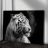 Black And White Smoking Tiger Canvas Wall Art - Tailored Canvases - Flyclothing LLC