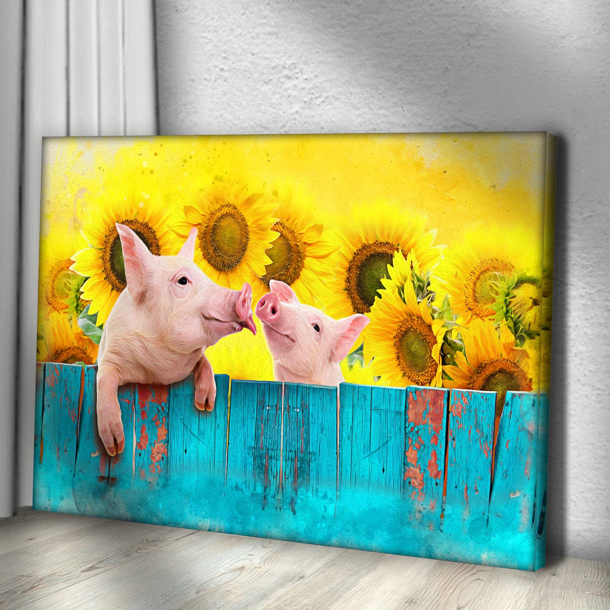 Sunflower Pigs Canvas Wall Art - Tailored Canvases - Flyclothing LLC