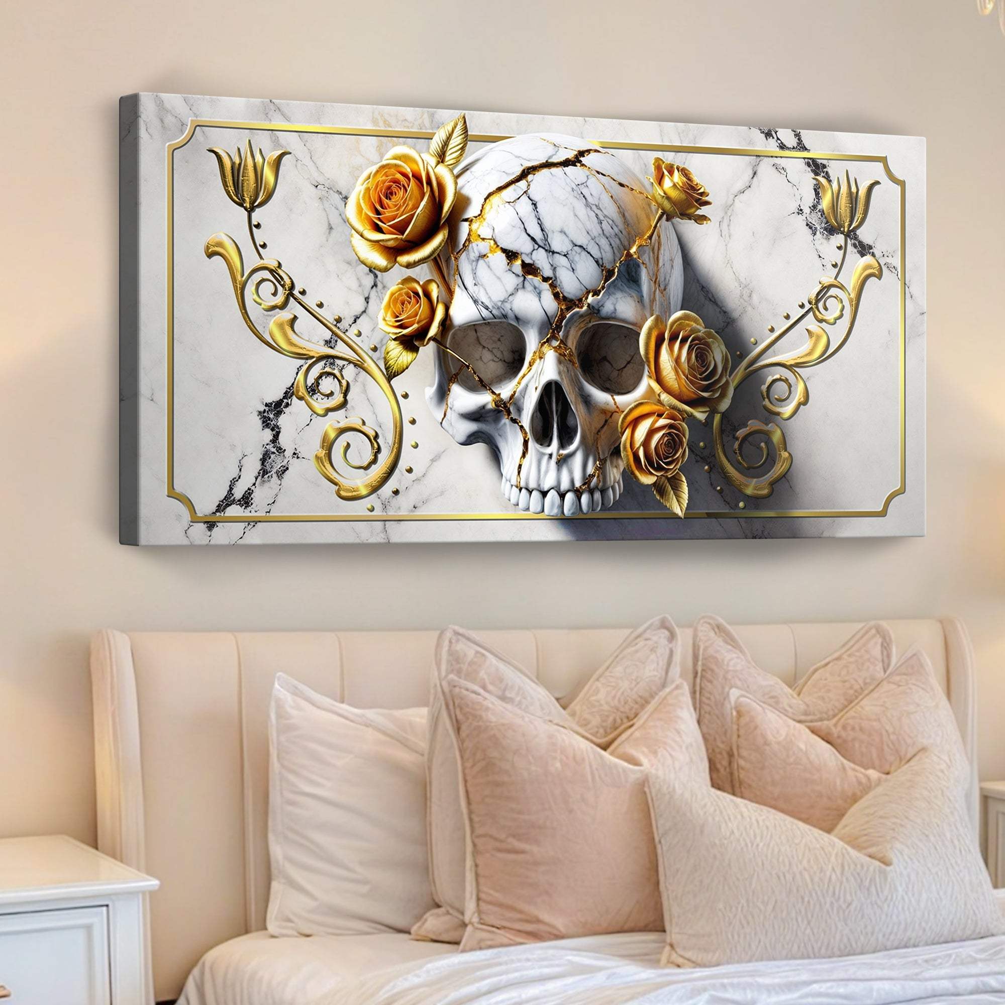 3D Rose and Skull Wall Art - Tailored Canvases - Flyclothing LLC