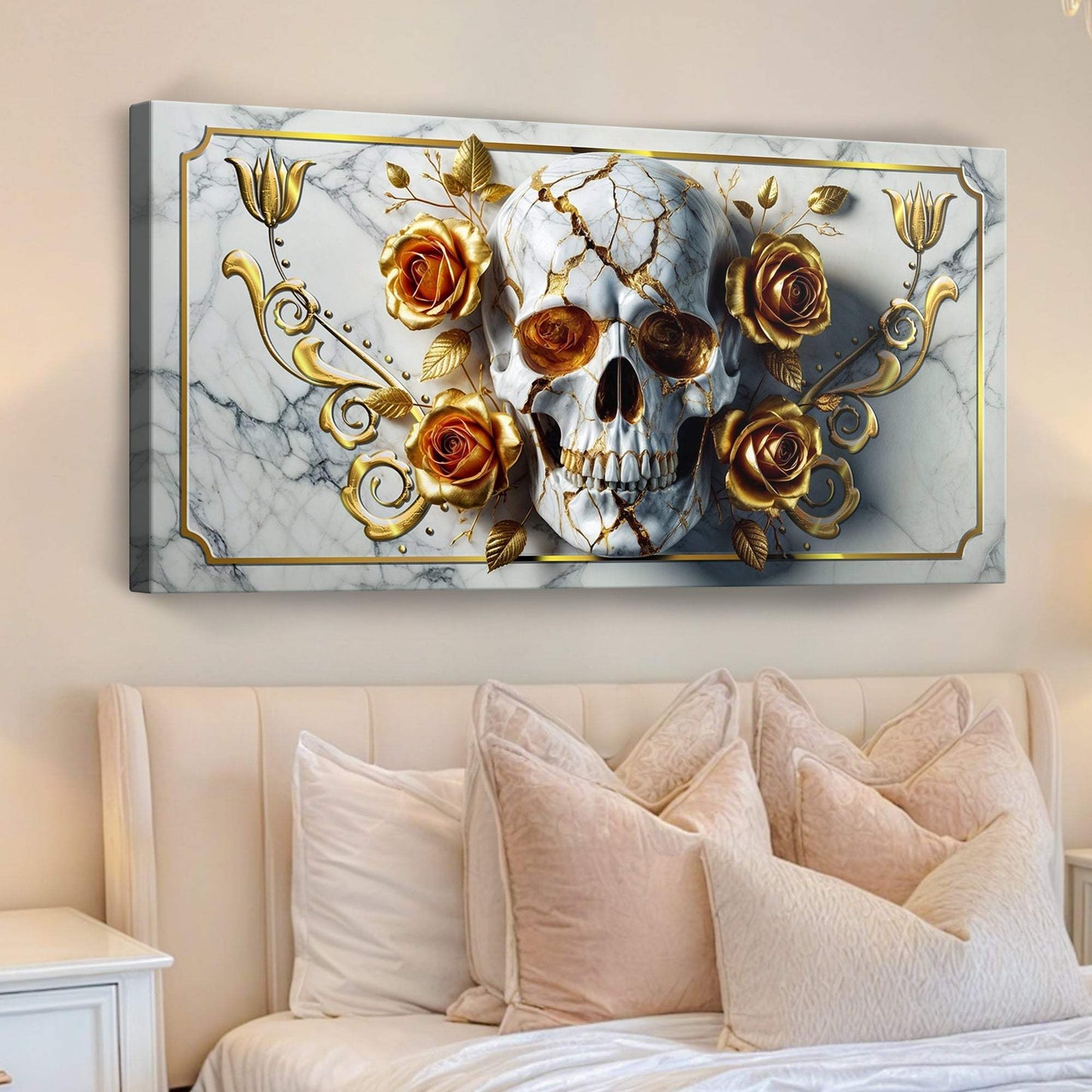 3D Rose and Skull Wall Art II - Tailored Canvases - Flyclothing LLC
