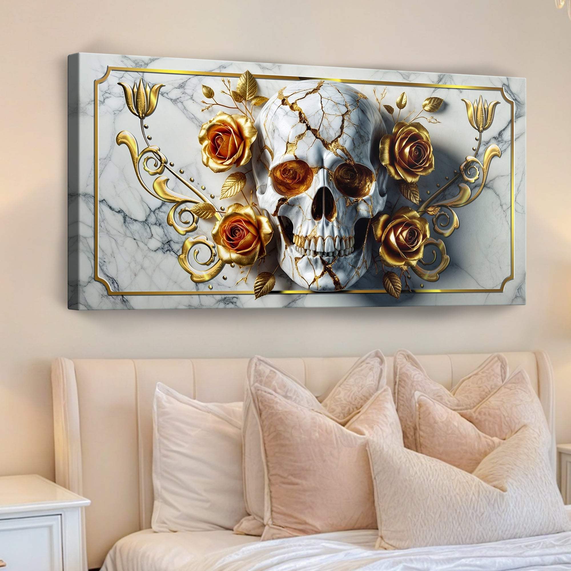 3D Rose and Skull Wall Art II - Tailored Canvases - Flyclothing LLC