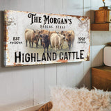 Personalized Highland Cattle Sign III - Tailored Canvases - Flyclothing LLC