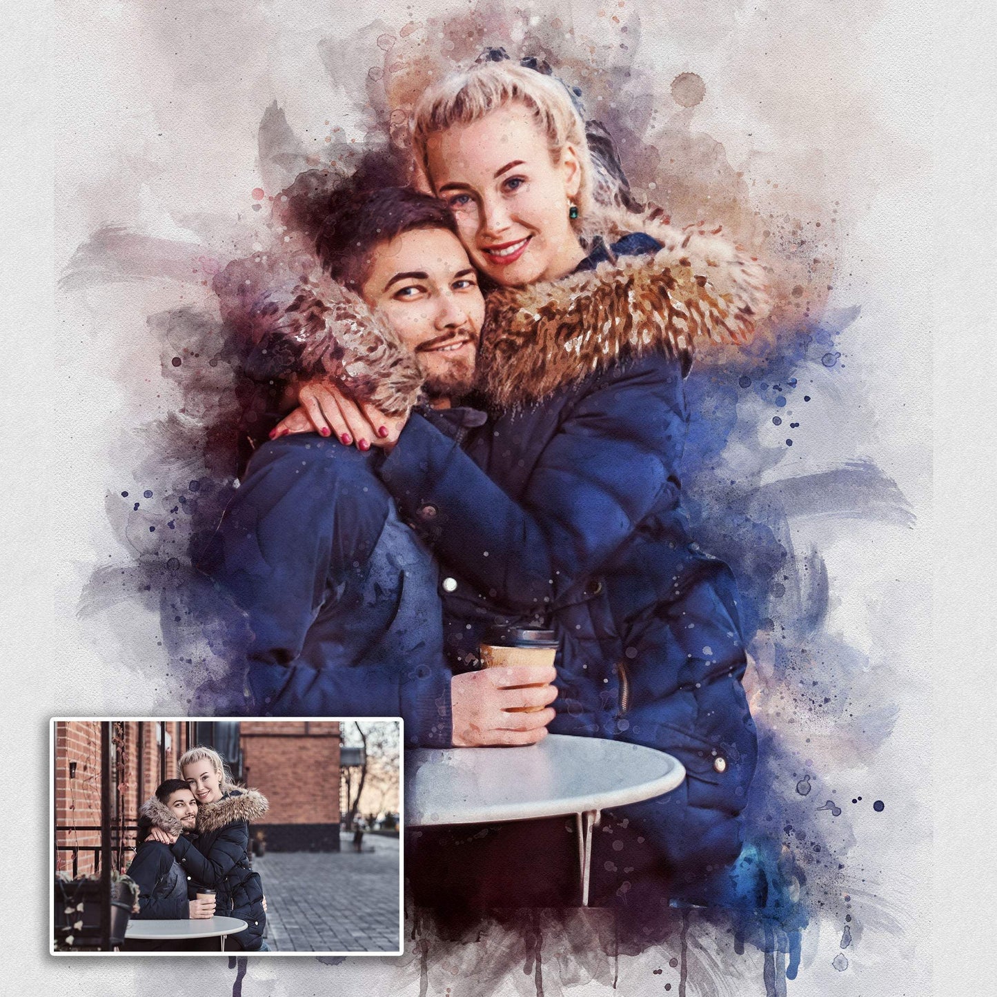 Gift For Spouse Watercolor Portrait Custom Wall Art - Tailored Canvases - Flyclothing LLC
