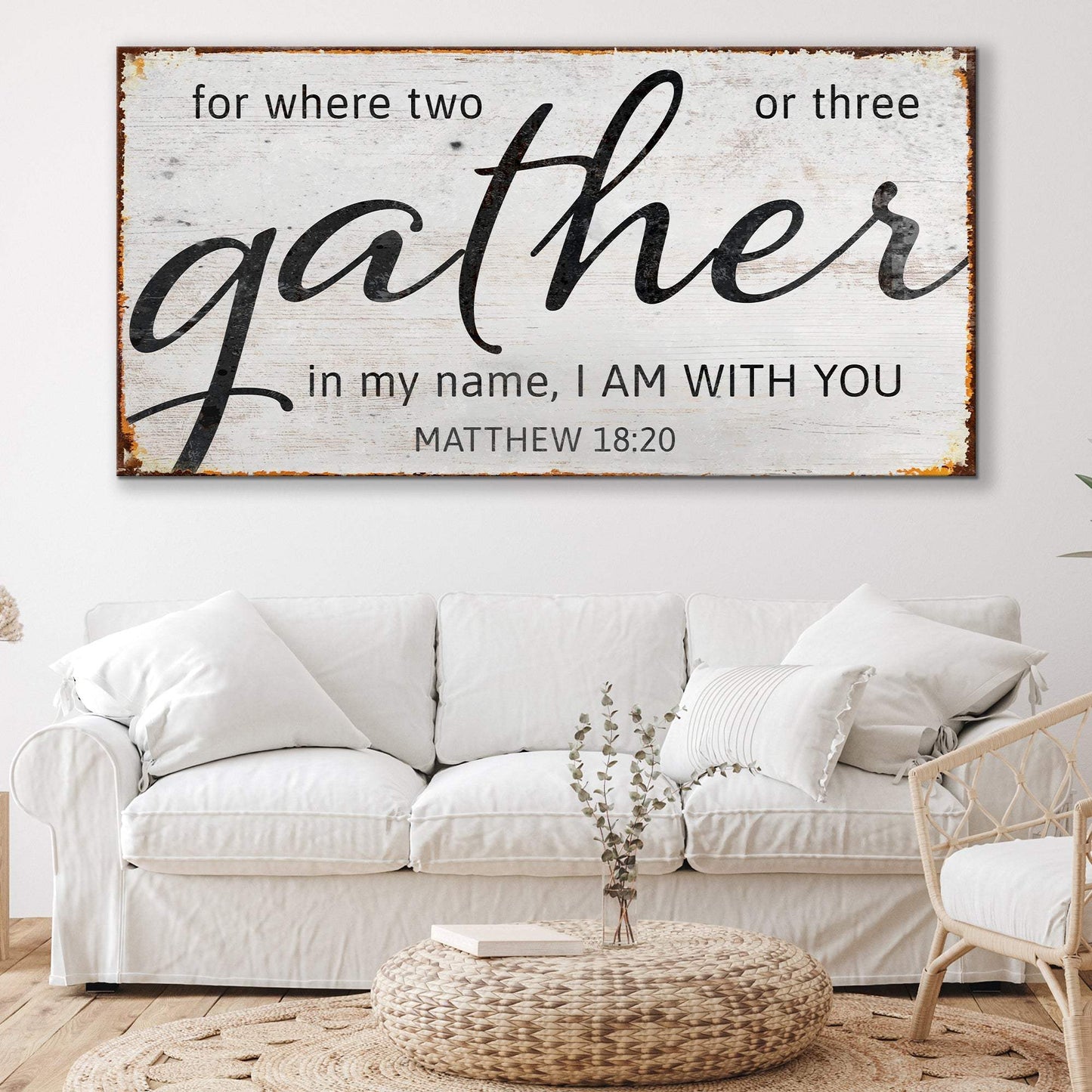 Matthew 18:20: Gather Faith Sign II - Tailored Canvases - Flyclothing LLC