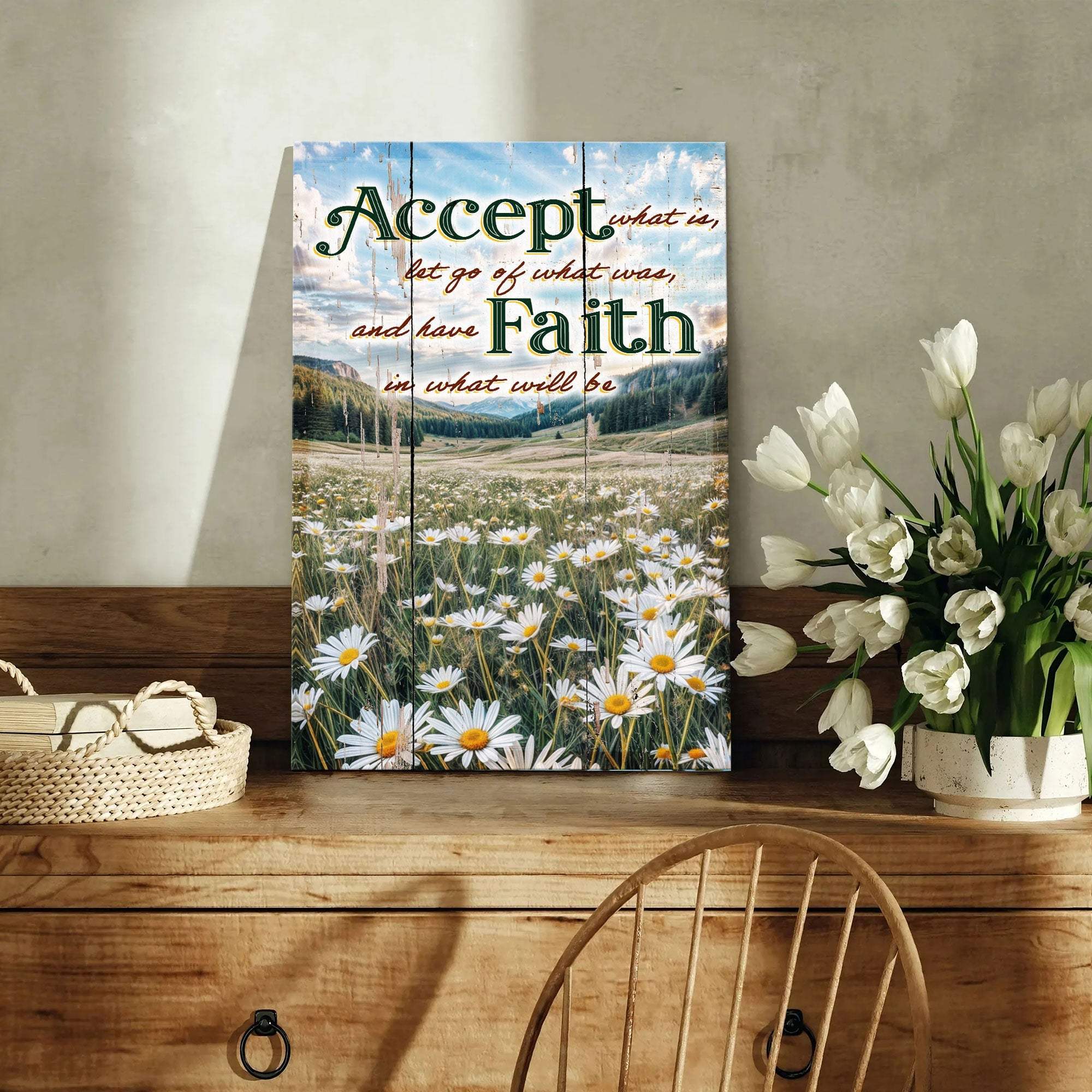Accept, Let Go, And Have Faith Sign - Tailored Canvases - Flyclothing LLC