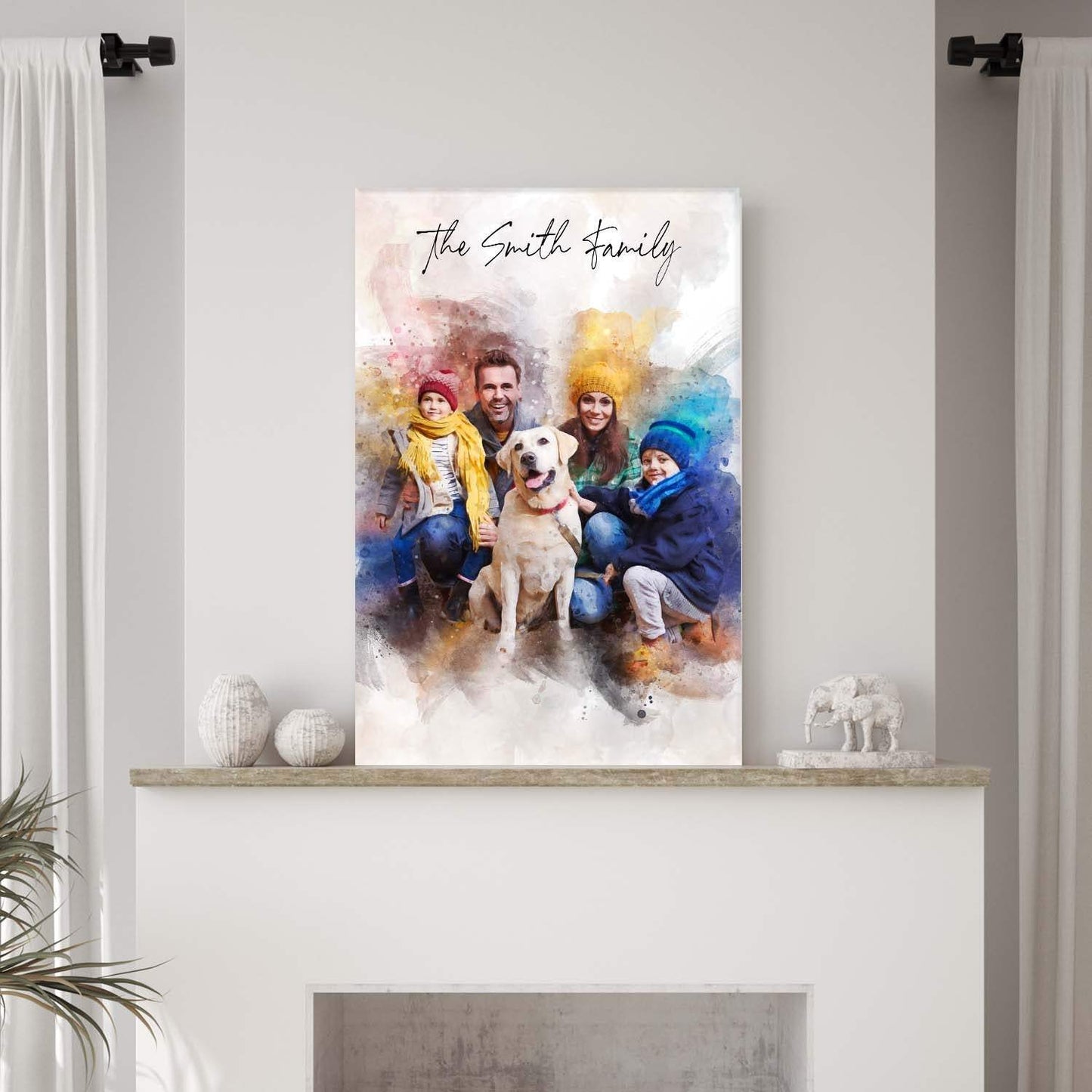 Custom Family Watercolor Portrait II - Tailored Canvases - Flyclothing LLC
