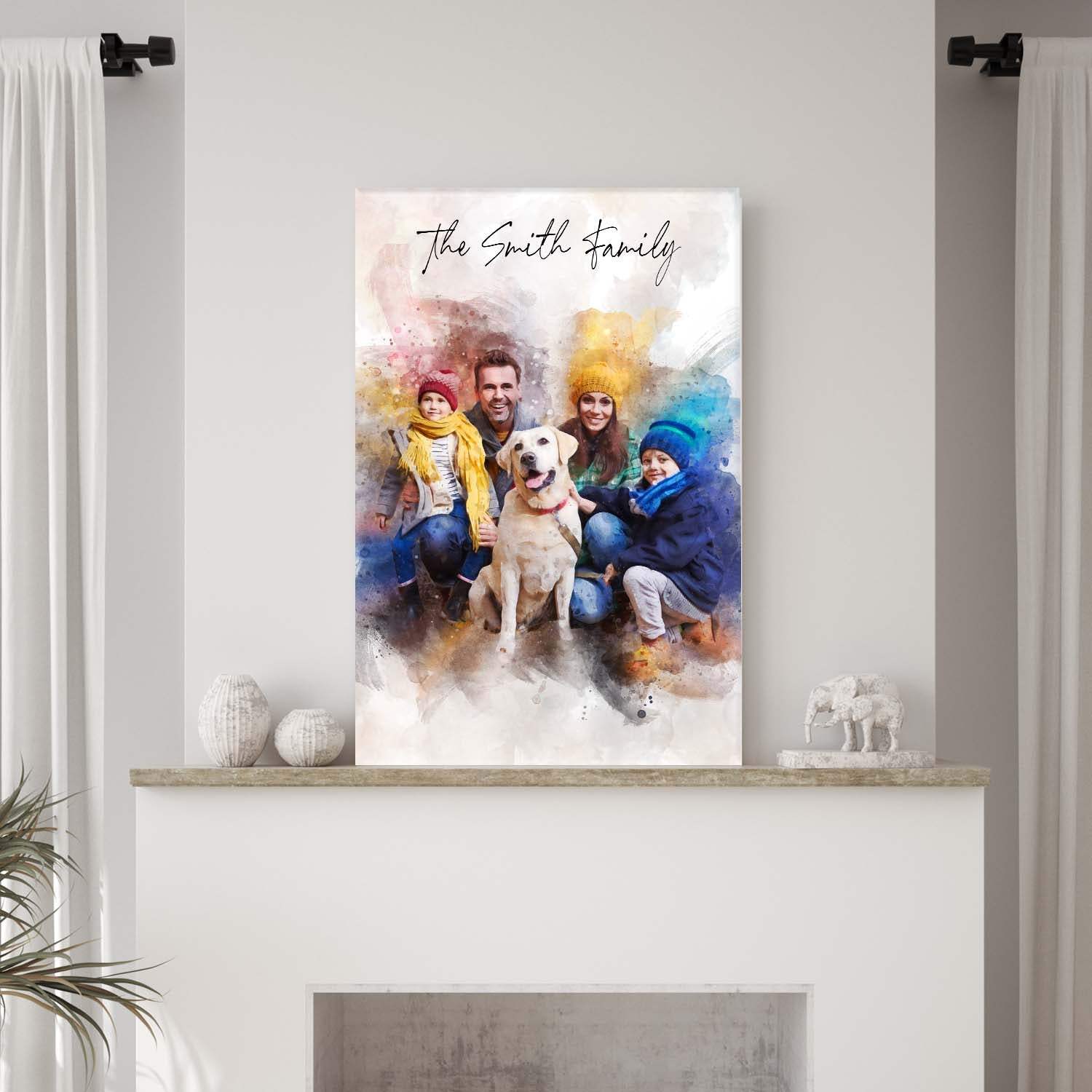 Custom Family Watercolor Portrait II - Tailored Canvases - Flyclothing LLC