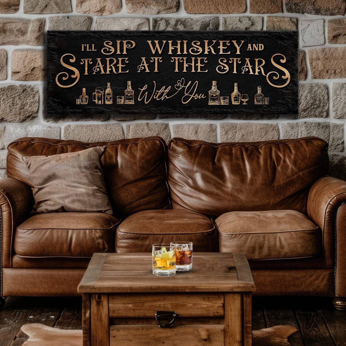 I'll Sip Whiskey And Stare At The Stars Sign - Tailored Canvases - Flyclothing LLC